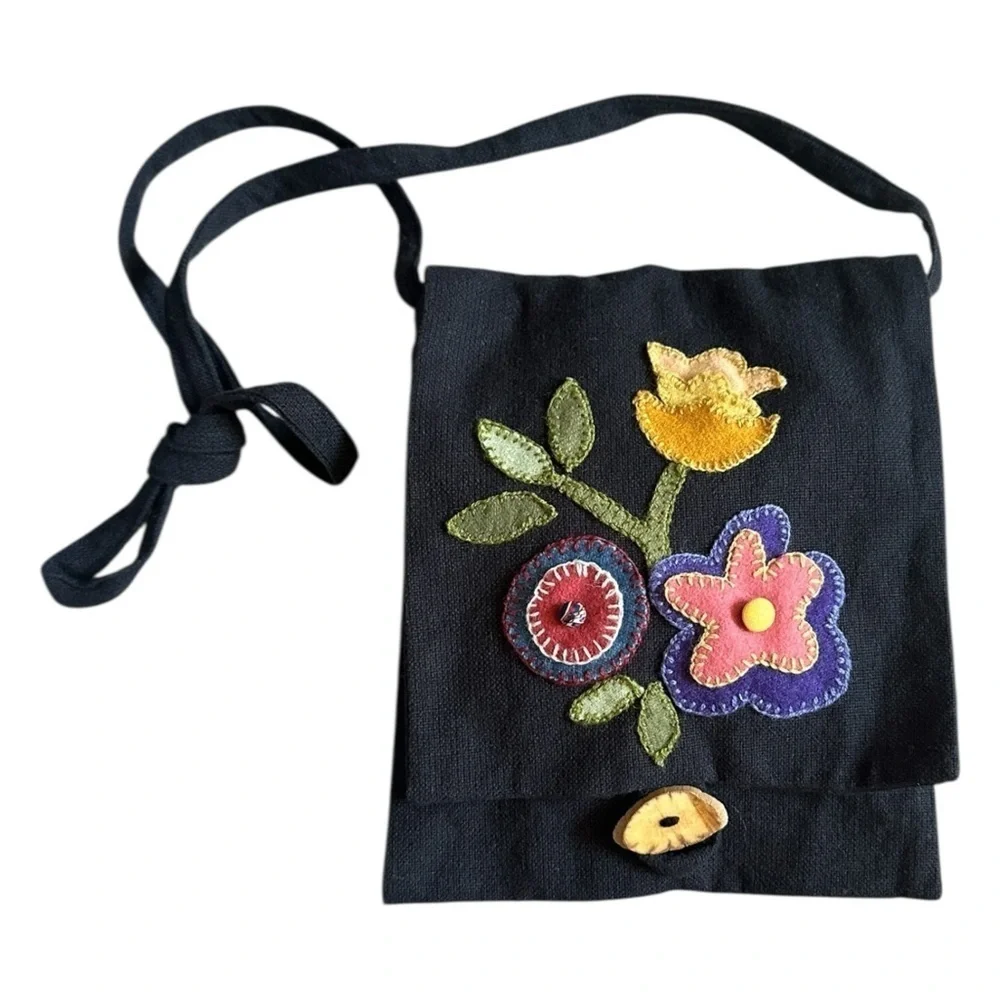 Moda Home Embroidered Floral Crossbody Bag – 100% Cotton, Boho Folk Style